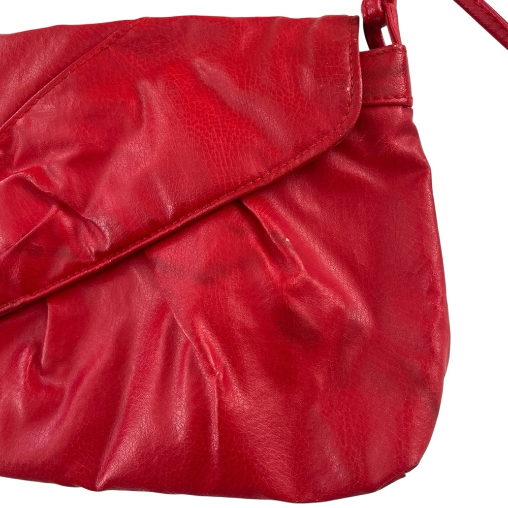 Vintage 80s bright red leather flap purse with bow detail - Picture 4 of 16